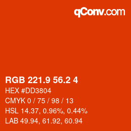 カラーコード: RGB 221.9 56.2 4 | qconv.com