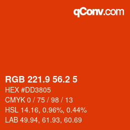 カラーコード: RGB 221.9 56.2 5 | qconv.com