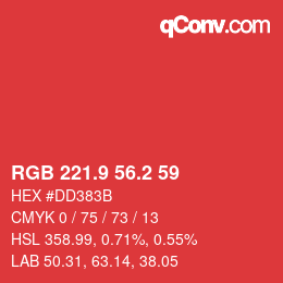 カラーコード: RGB 221.9 56.2 59 | qconv.com