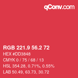 カラーコード: RGB 221.9 56.2 72 | qconv.com