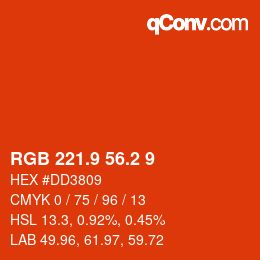 カラーコード: RGB 221.9 56.2 9 | qconv.com