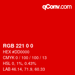 Código de color: RGB 221 0 0 | qconv.com