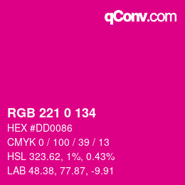 Color code: RGB 221 0 134 | qconv.com
