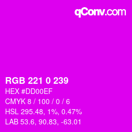 Color code: RGB 221 0 239 | qconv.com