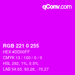 Color code: RGB 221 0 255 | qconv.com