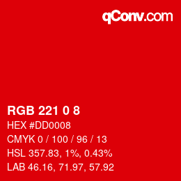 Color code: RGB 221 0 8 | qconv.com