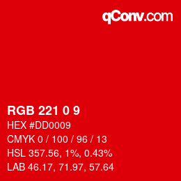 Color code: RGB 221 0 9 | qconv.com