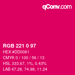 Color code: RGB 221 0 97 | qconv.com