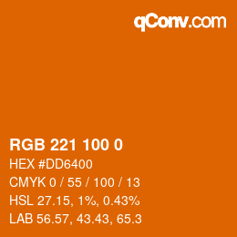 Color code: RGB 221 100 0 | qconv.com