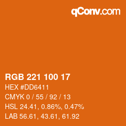 Color code: RGB 221 100 17 | qconv.com