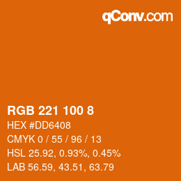 Color code: RGB 221 100 8 | qconv.com