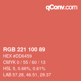 Color code: RGB 221 100 89 | qconv.com