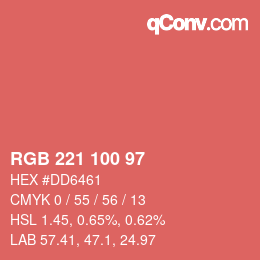 Color code: RGB 221 100 97 | qconv.com