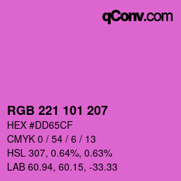 颜色代码: RGB 221 101 207 | qconv.com