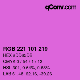 Color code: RGB 221 101 219 | qconv.com