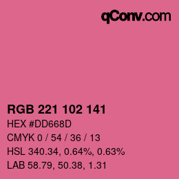 Color code: RGB 221 102 141 | qconv.com