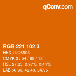 Color code: RGB 221 102 3 | qconv.com