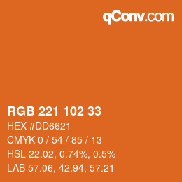 Color code: RGB 221 102 33 | qconv.com