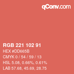 Color code: RGB 221 102 91 | qconv.com