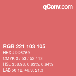 カラーコード: RGB 221 103 105 | qconv.com