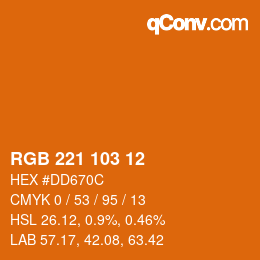 Color code: RGB 221 103 12 | qconv.com