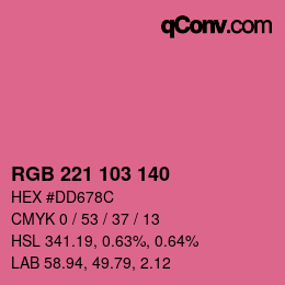 カラーコード: RGB 221 103 140 | qconv.com