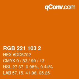Color code: RGB 221 103 2 | qconv.com
