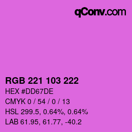 Color code: RGB 221 103 222 | qconv.com