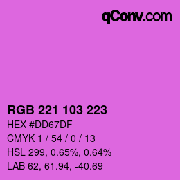 Color code: RGB 221 103 223 | qconv.com