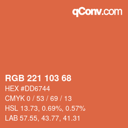 カラーコード: RGB 221 103 68 | qconv.com