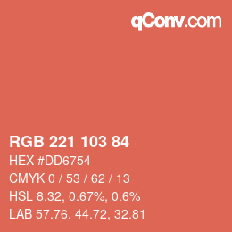 Color code: RGB 221 103 84 | qconv.com