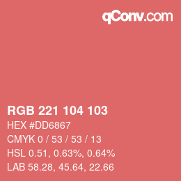 Color code: RGB 221 104 103 | qconv.com