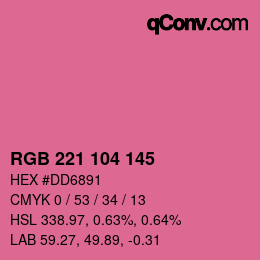 カラーコード: RGB 221 104 145 | qconv.com