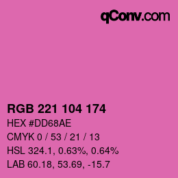 Color code: RGB 221 104 174 | qconv.com