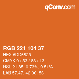 颜色代码: RGB 221 104 37 | qconv.com