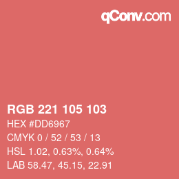 カラーコード: RGB 221 105 103 | qconv.com