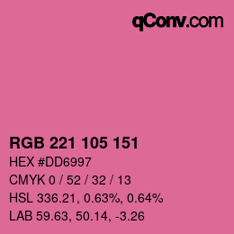 Color code: RGB 221 105 151 | qconv.com