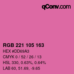 Color code: RGB 221 105 163 | qconv.com