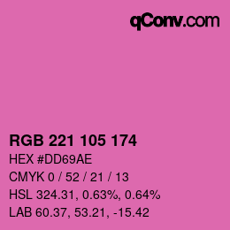 Color code: RGB 221 105 174 | qconv.com