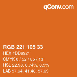 Color code: RGB 221 105 33 | qconv.com