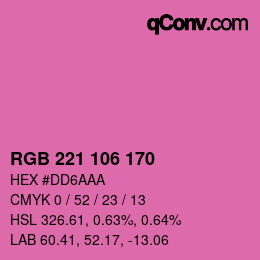 Color code: RGB 221 106 170 | qconv.com