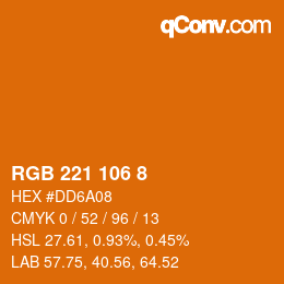 カラーコード: RGB 221 106 8 | qconv.com