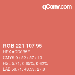 Color code: RGB 221 107 95 | qconv.com