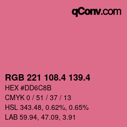 カラーコード: RGB 221 108.4 139.4 | qconv.com