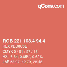 カラーコード: RGB 221 108.4 94.4 | qconv.com