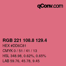 カラーコード: RGB 221 108.8 129.4 | qconv.com