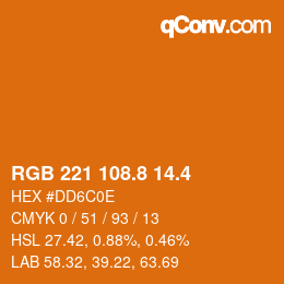 カラーコード: RGB 221 108.8 14.4 | qconv.com