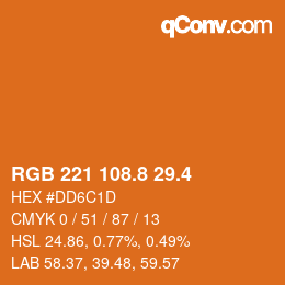 カラーコード: RGB 221 108.8 29.4 | qconv.com