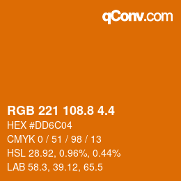 カラーコード: RGB 221 108.8 4.4 | qconv.com