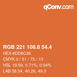カラーコード: RGB 221 108.8 54.4 | qconv.com